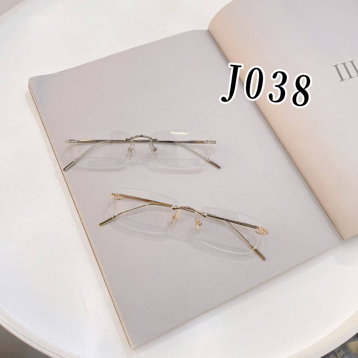 新款镶钻无框金属眼镜男女方形配近视防辐射蓝光金丝素颜镜眼睛架