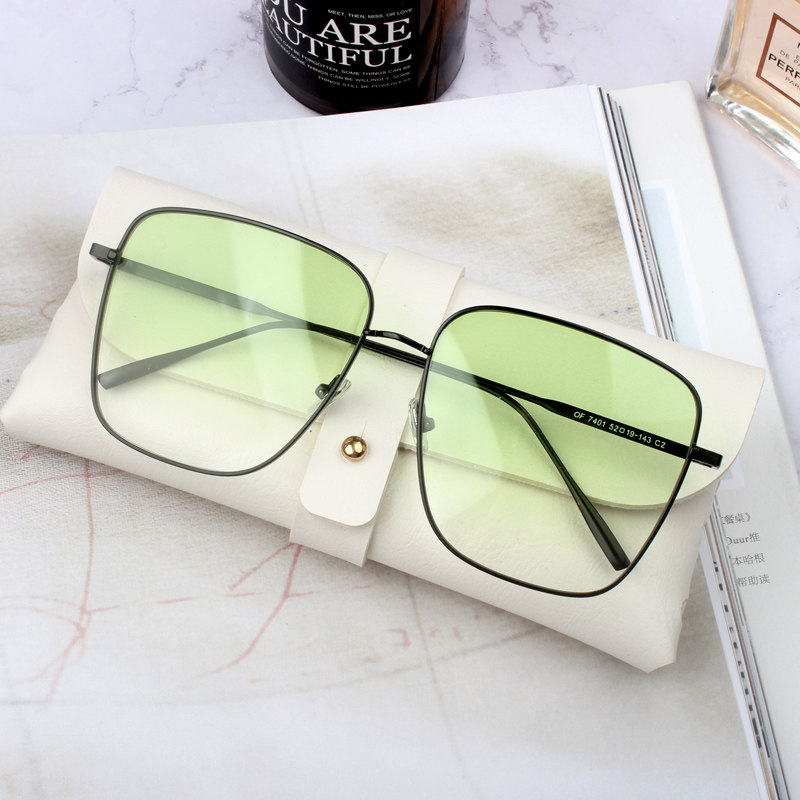 ins新款墨镜女大脸显瘦超大方框可配近视眼镜潮渐变绿太阳镜男士