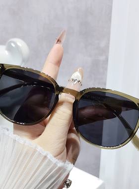 2026新款橄榄绿方圆框偏光太阳镜男女近视带度数显白防紫外线墨镜