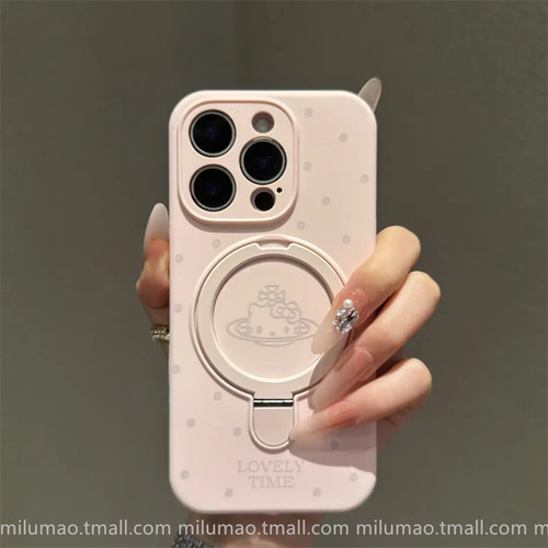 超好看kitty猫磁吸支架适用苹果16ProMax手机壳iPhone15新款17promax液态硅胶13网红12爆款18女款14plus防摔