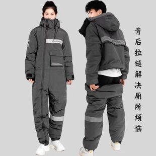 连体防寒服冷库工作低温工作服棉服加棉加厚加绒钓鱼服连体防寒服