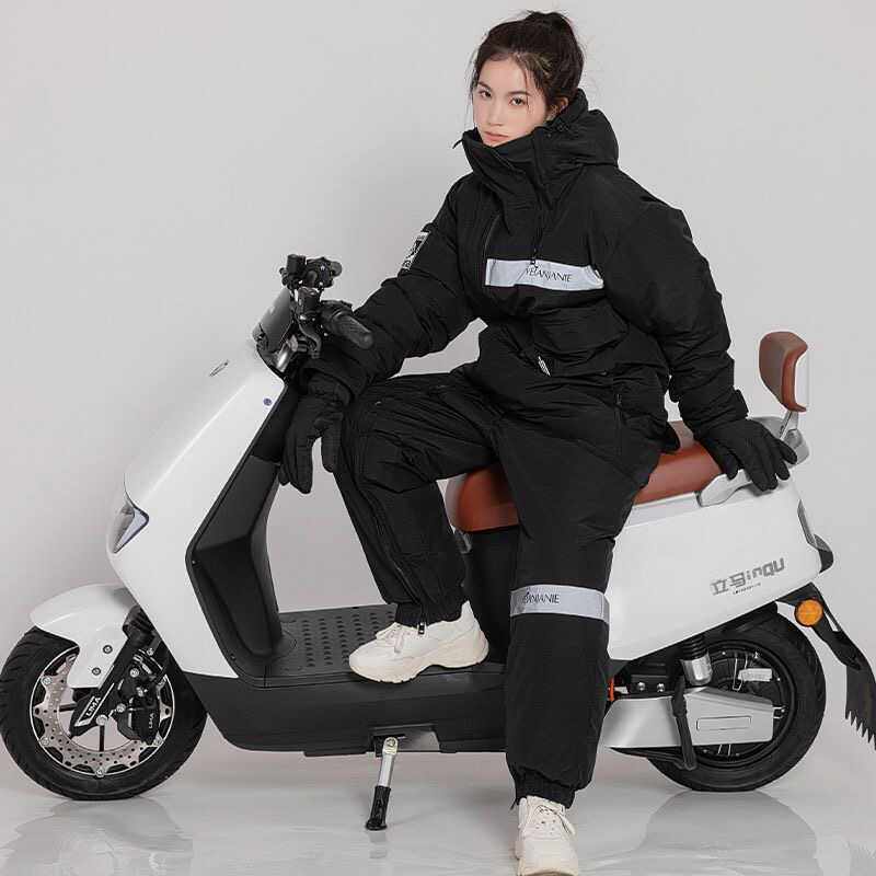 电动车摩托车跨骑挡风被冬季加绒加厚防风防水防寒服保暖连体挡风