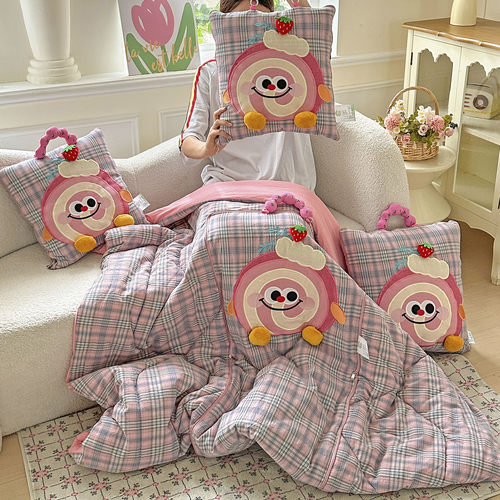 卡通儿童全棉手拎抱枕被子两用午睡学校宿舍纯棉空调被汽车载靠垫