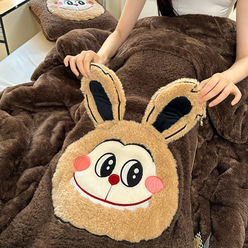 冬季加厚可机洗抱枕被子两用盖毯