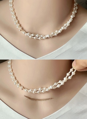 天然项链女秋冬百搭双层锁骨链颈链珠宝首饰