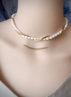 原创设计双层缠绕天然小米珠项链女轻奢小众遮疤项链