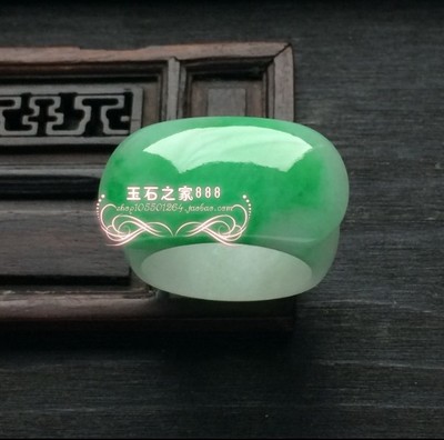 缅甸翡翠色戒指马鞍指环阳绿飘花冰种男女戒指扳指简约飘花款戒指