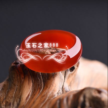 天然正品玛瑙玉髓戒指 冰种酒红扳指指环男女款时尚吊坠玉石尾戒
