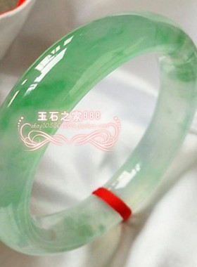 翡翠色玉石手镯女款油绿飘花玉镯子少女玉石手镯简约款玉手镯百搭