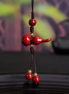 高档手编织福葫芦朱砂手机包包挂件百搭挂饰项链男女平安项坠配饰