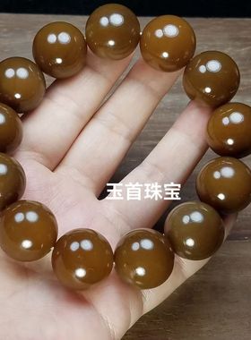 新款老油仿糖玉色手串圆珠男女款手串手链佛珠盘玩手链时尚百搭