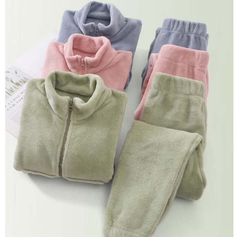 珊瑚绒儿童家居服套装秋冬