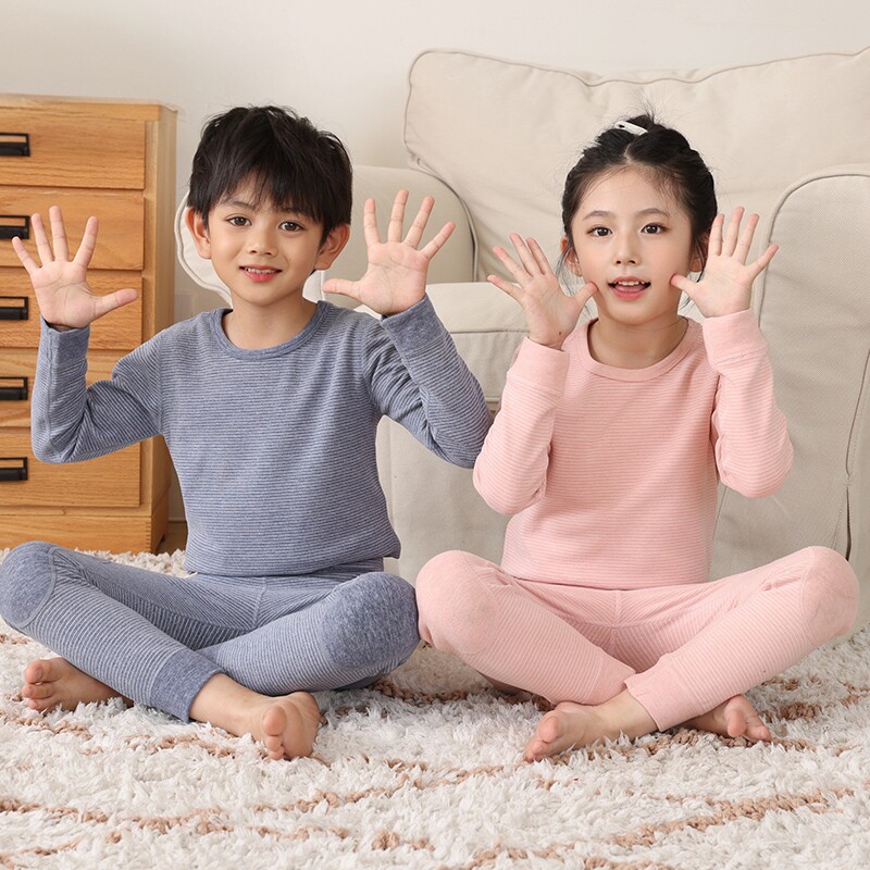 儿童秋冬保暖内衣套装男童女童圆领加绒加厚中大童线衣线裤亲子款