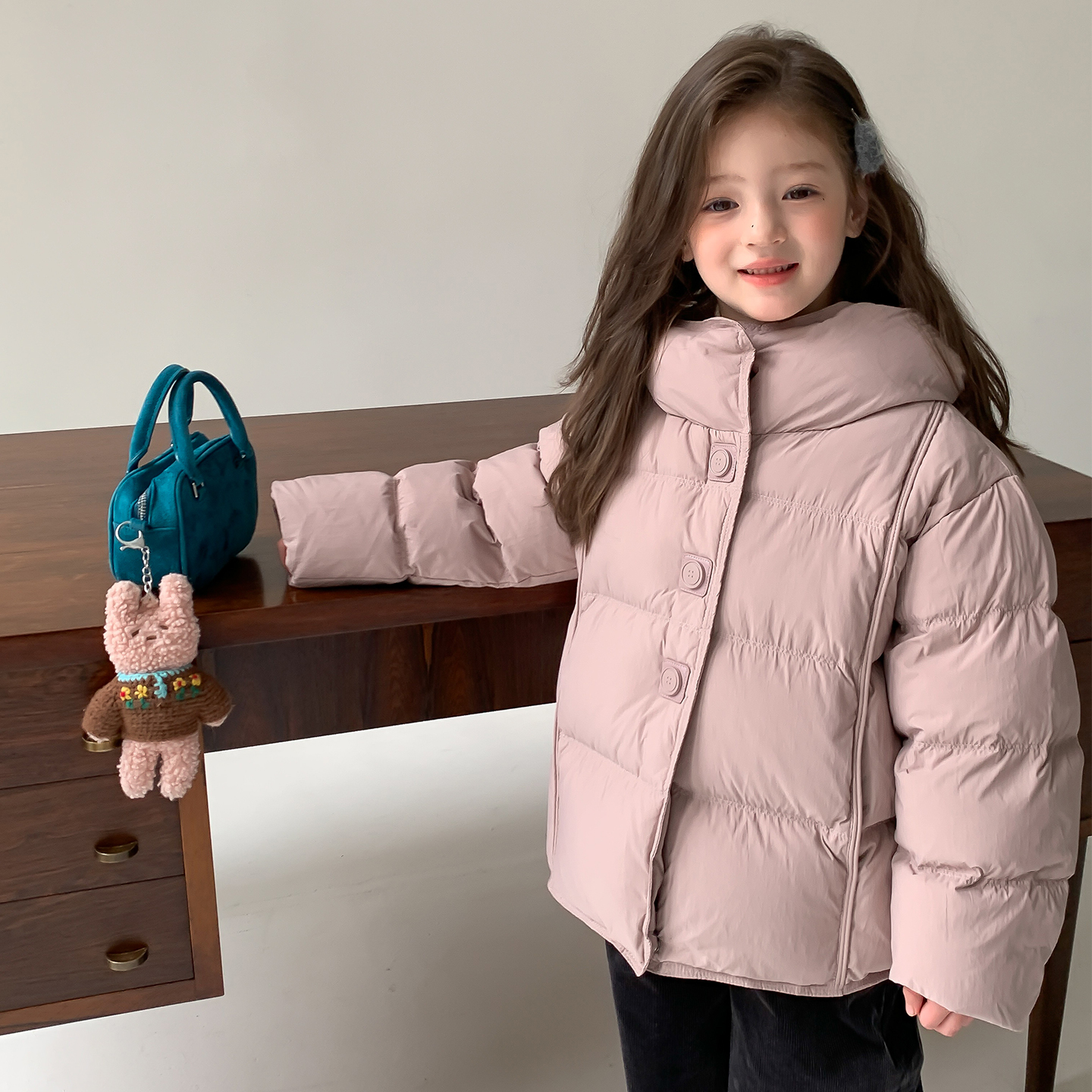 短款女童加厚90绒防风羽绒服
