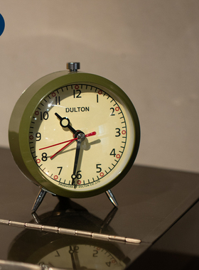 稻谷藏库DULTON 静音复古金属小闹钟 石英机芯钟表小摆钟