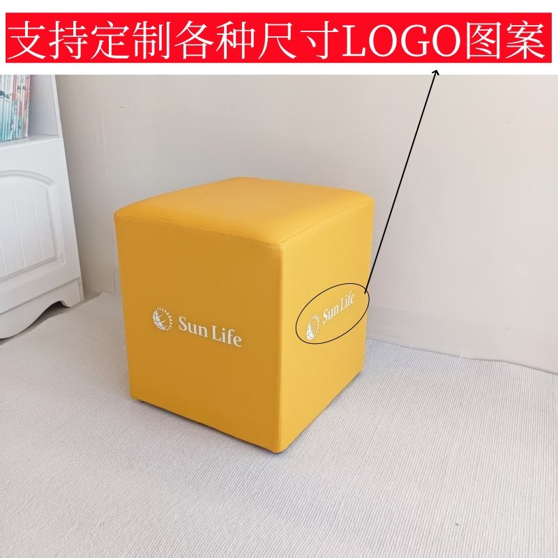 定制Logo图案沙发凳子软包凳婚礼展厅活动休息凳正方形面包凳皮凳