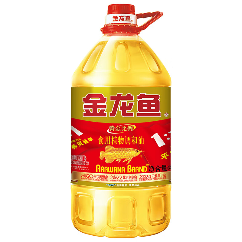 金龙鱼1比1黄金比例食用植物调和油4升装桶装家用食用油