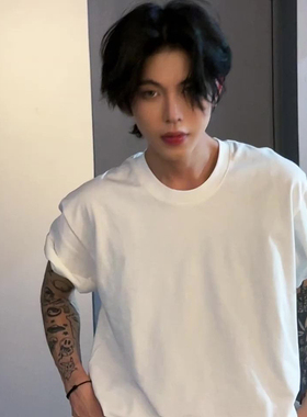 英伦雅痞男装t恤纯棉cleanfit小领口短袖男款白色内搭打底衫卫衣