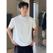 正肩重磅t恤男款 纯棉内搭打底半截袖 夏季 口短袖 cleanfit收袖 美式