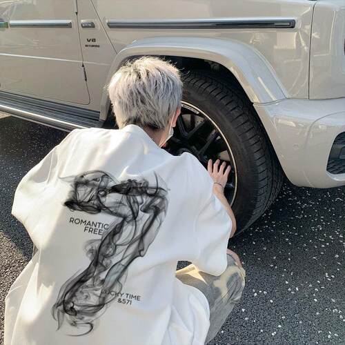 暗黑系印花t恤男夏季美式复古
