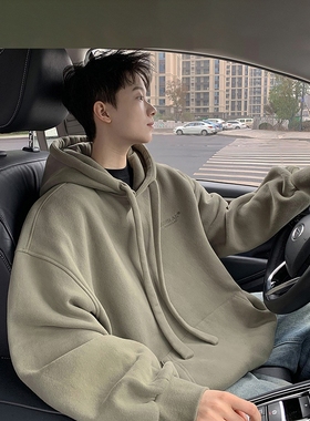 重磅连帽卫衣男春秋款2025新款宽松潮牌美式男士加绒外套冬季上衣