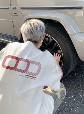 美式高街纯棉重磅短袖t恤男新款潮牌潮流痞帅大码白色半袖体恤衫