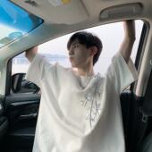 新中式 体恤 高街半袖 国风竹子重磅短袖 t恤男潮牌白色纯棉宽松大码