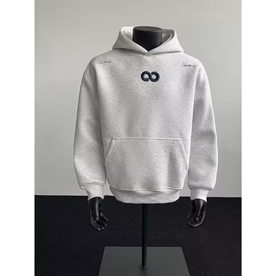 刺绣连帽卫衣男秋冬加绒外套