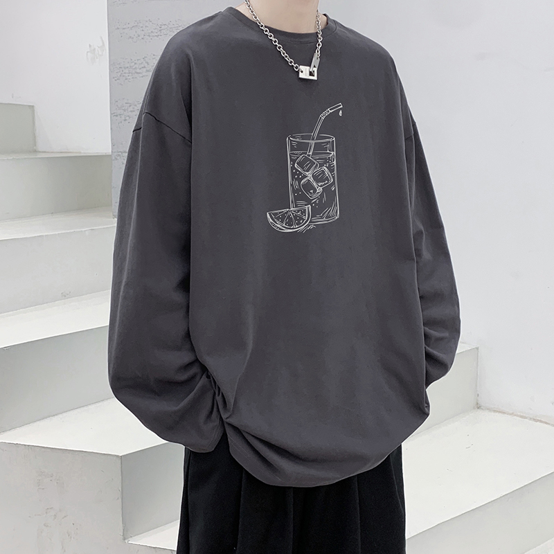 纯棉长袖t恤男国潮ins宽松嘻哈