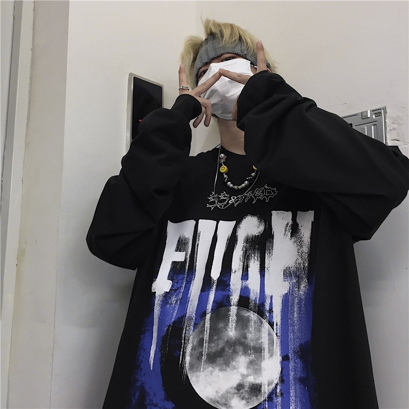 qt长袖潮青少年暗黑系恤男春