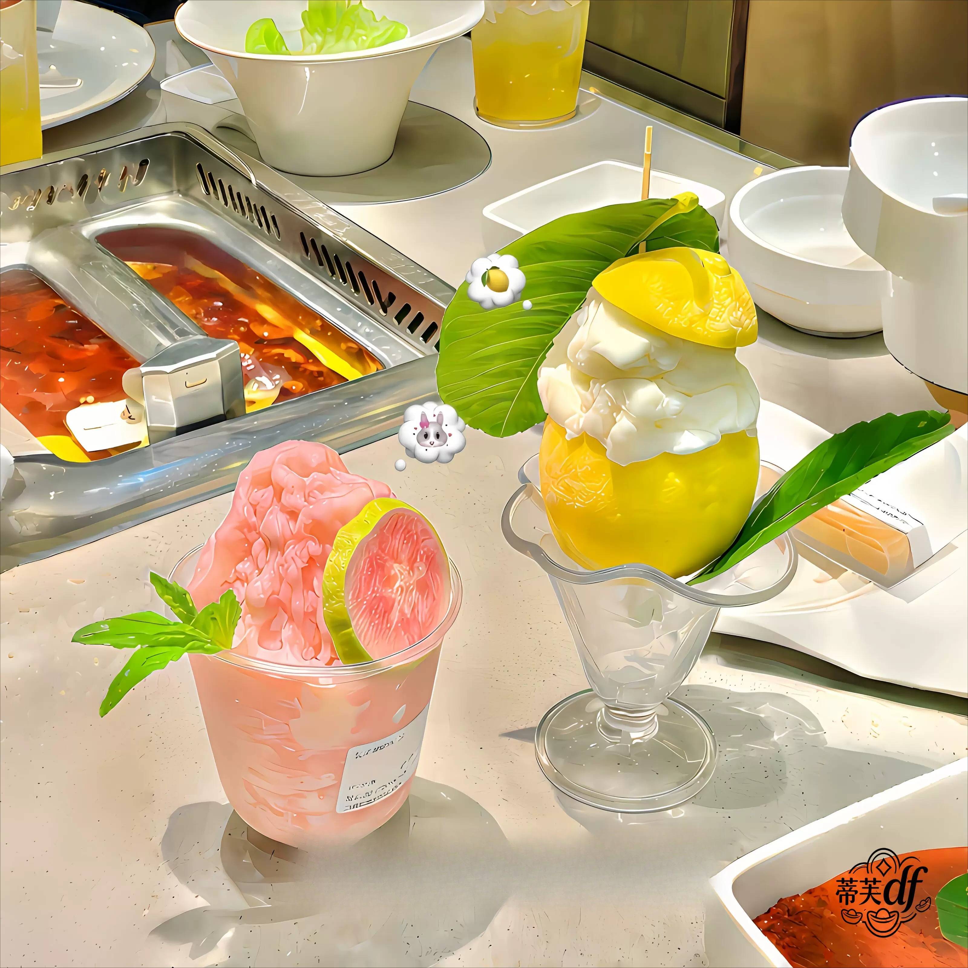 夏日限定柠檬雪泥冰淇淋杯ins风波浪高脚奶昔杯商用款刨冰甜品碗