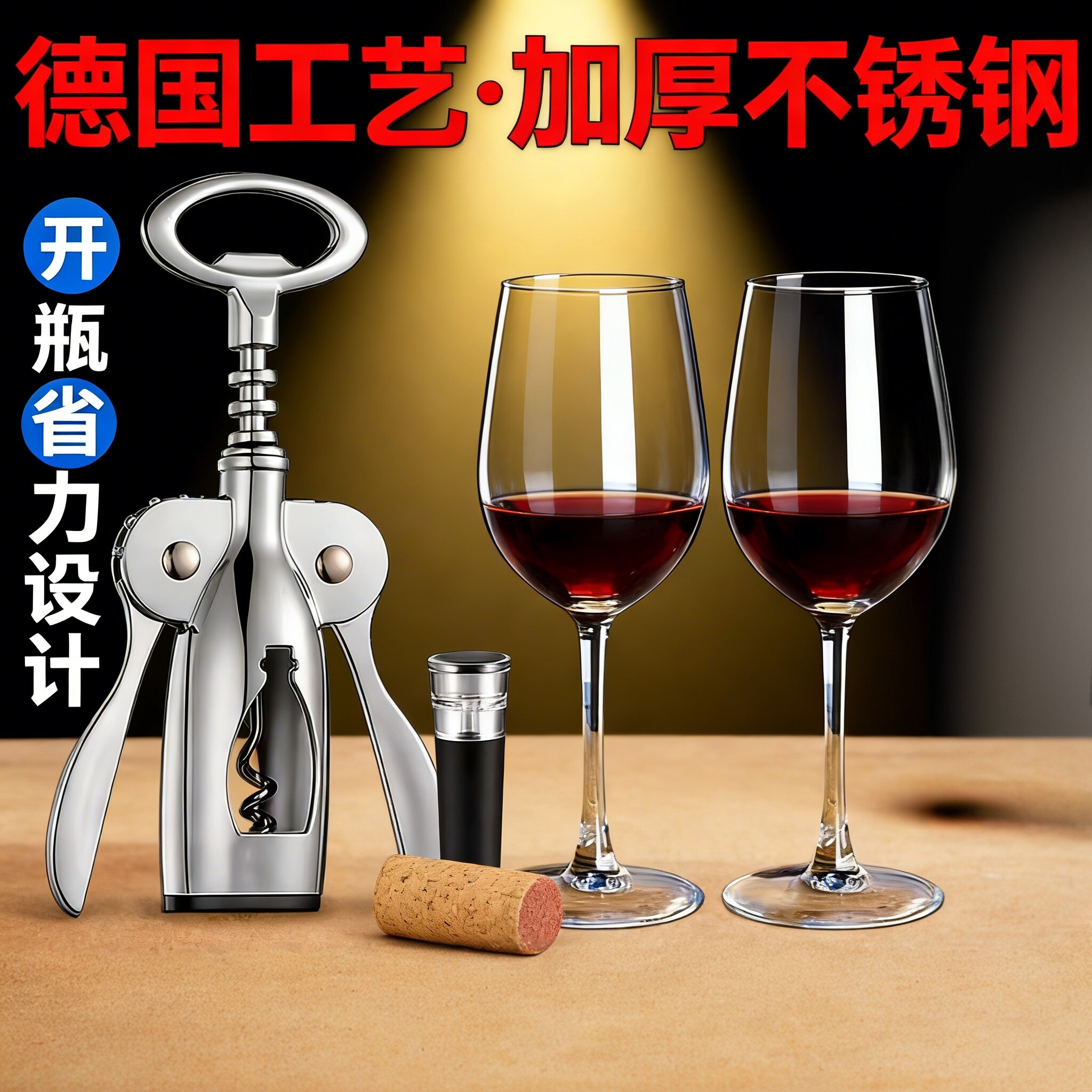 红酒专用开瓶器高级家用啤酒香槟手动起酒器高档不锈钢倒酒器套装