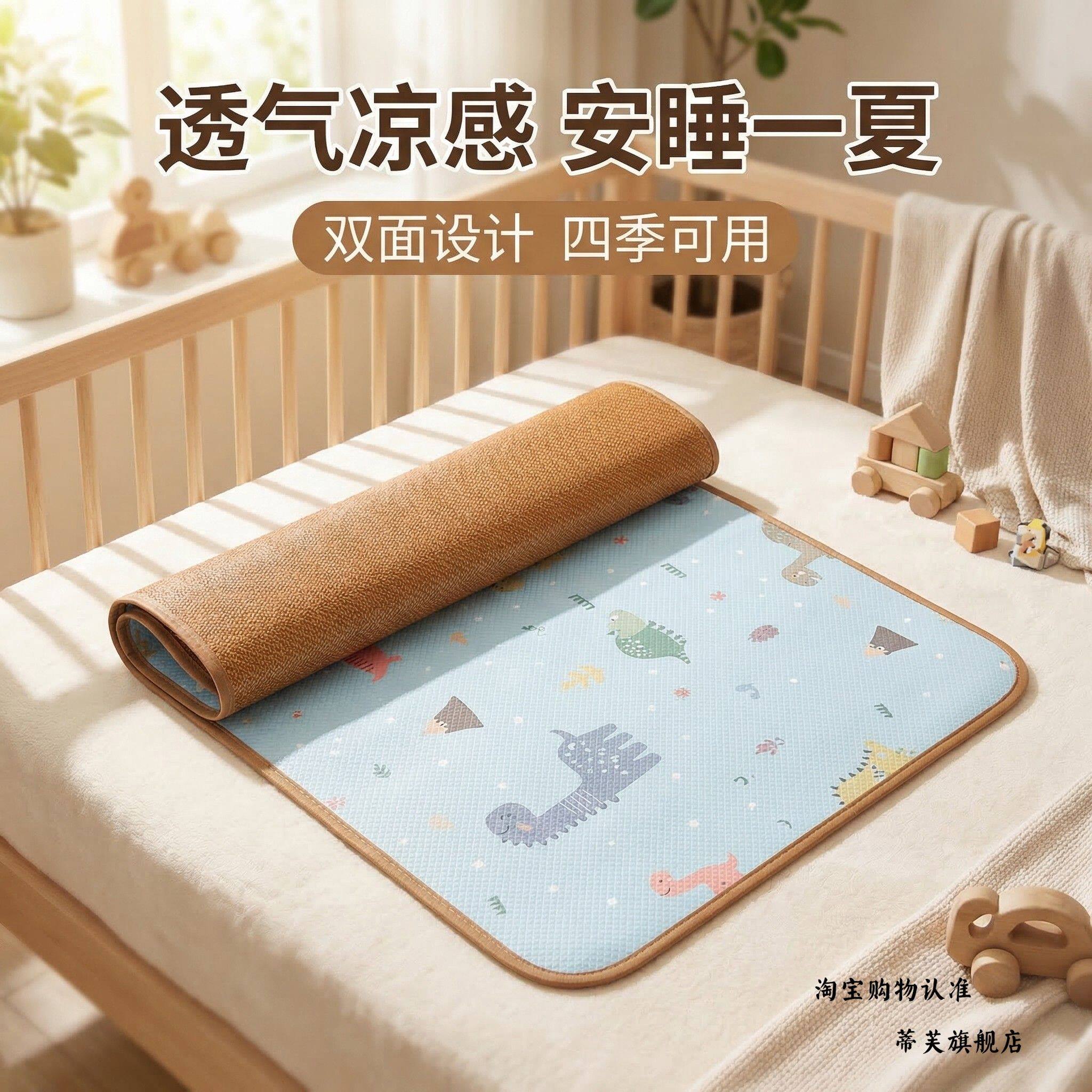 幼儿园凉席宝宝夏季单人午睡专用双面藤席儿童家用新款可折叠席子