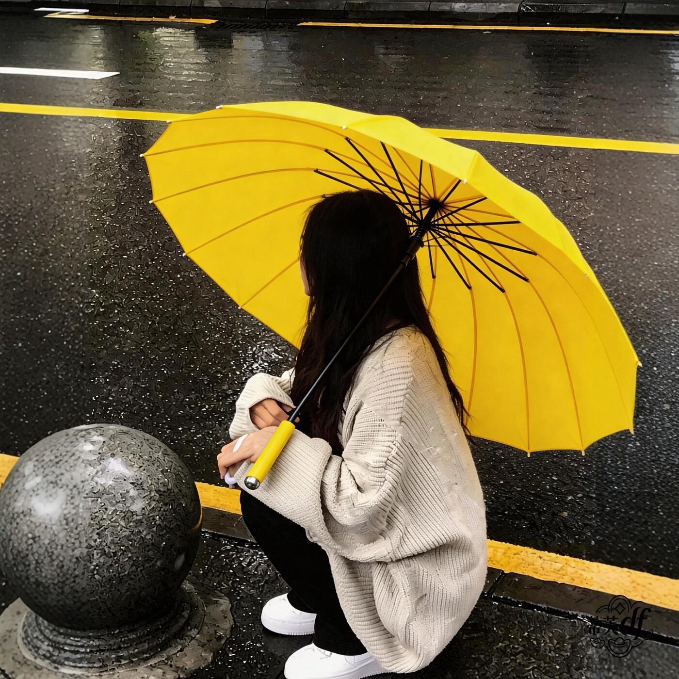 小黄伞出击雨伞加大加厚加固自动晴雨两用大暴雨长柄伞拍照高颜值