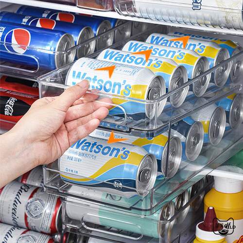 冰箱饮料收纳盒食品级啤酒可乐易拉罐双层自动补位厨房整理盒神器