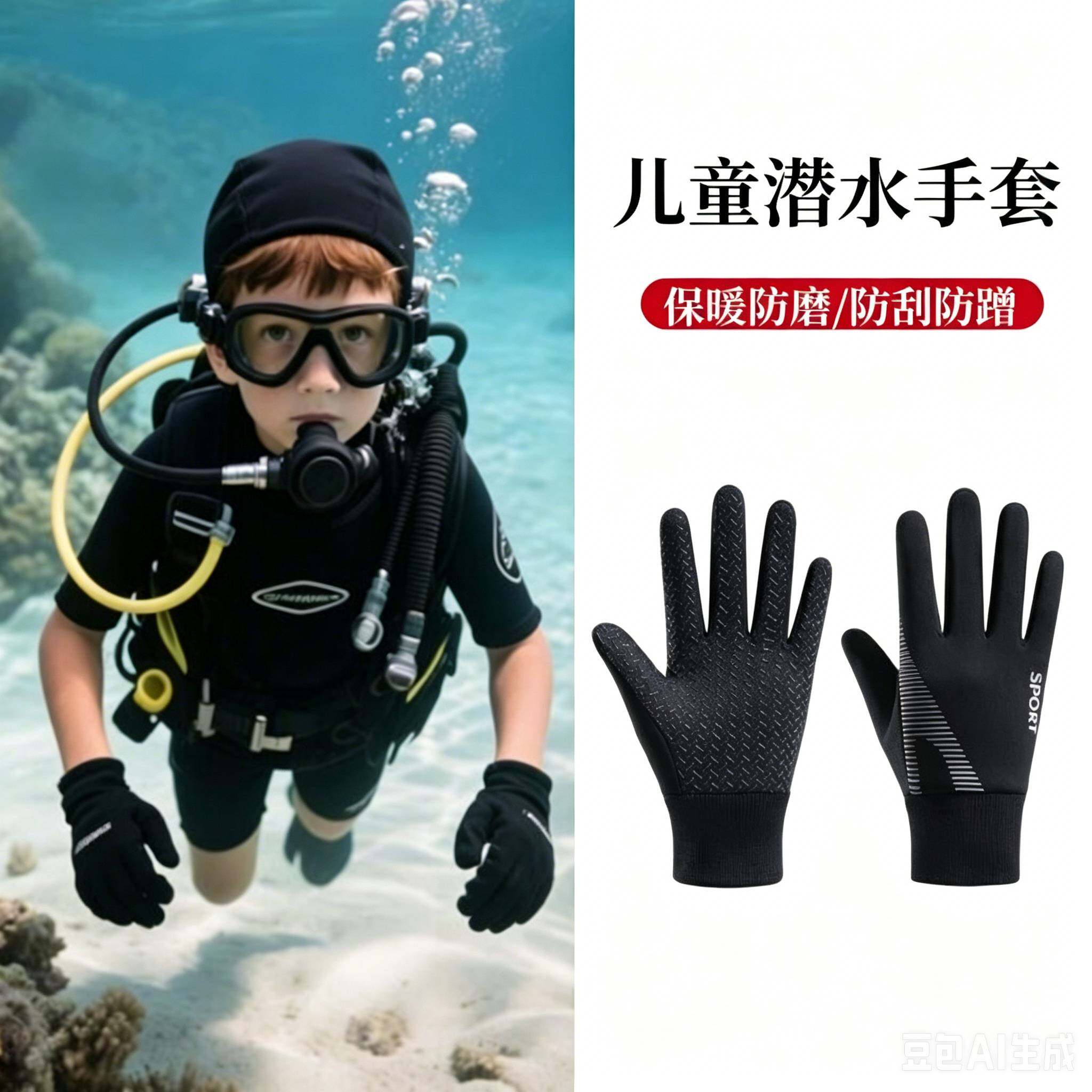 潜水手套游泳防晒冲浪耐磨专用防滑女薄款自由浮潜防刮划水下装备