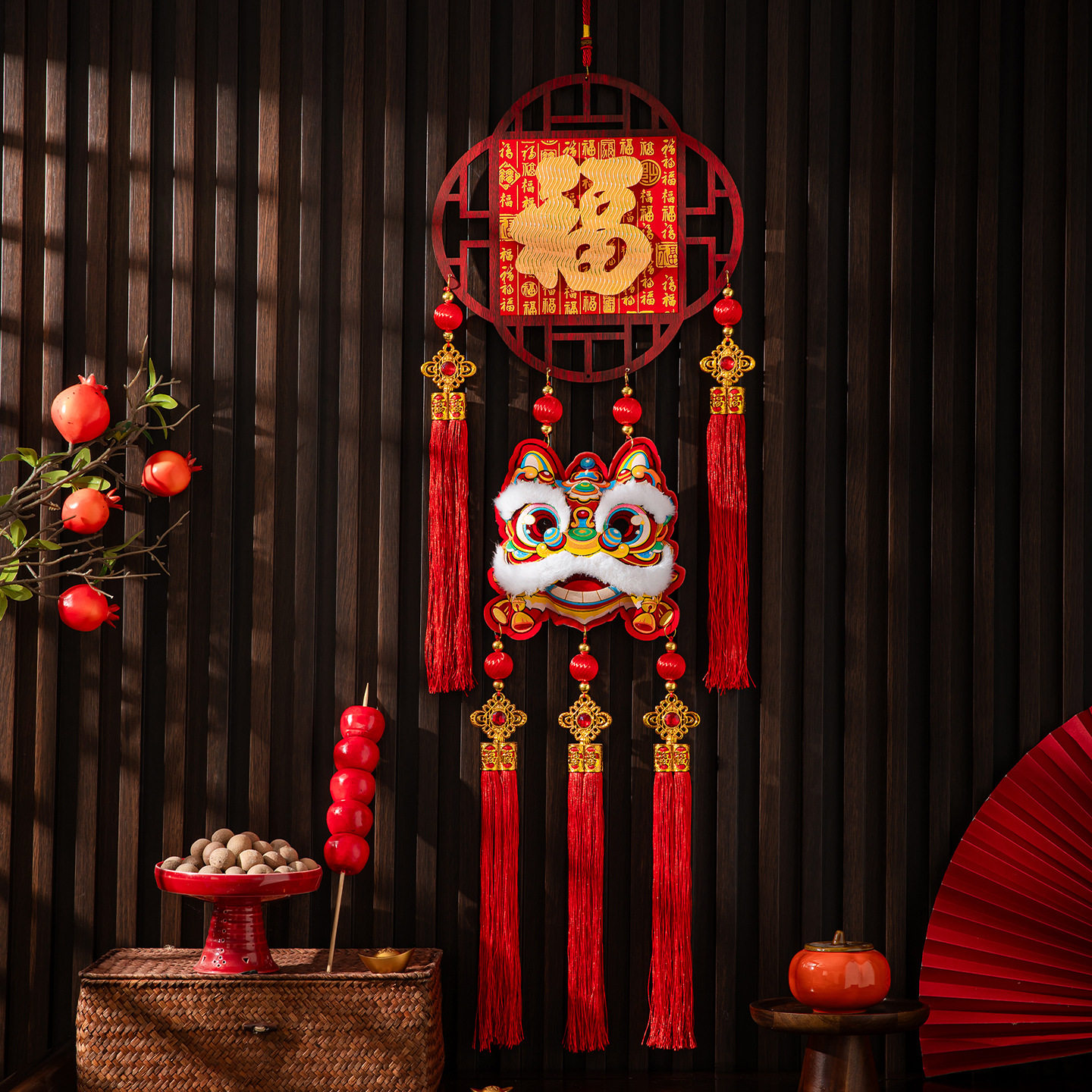马年新年百福木挂件春节醒狮装饰2026新过年家用客厅墙壁挂饰布置,特色手工艺,其他特色工艺品,淘宝优惠券,粉丝福利购,淘宝优惠卷