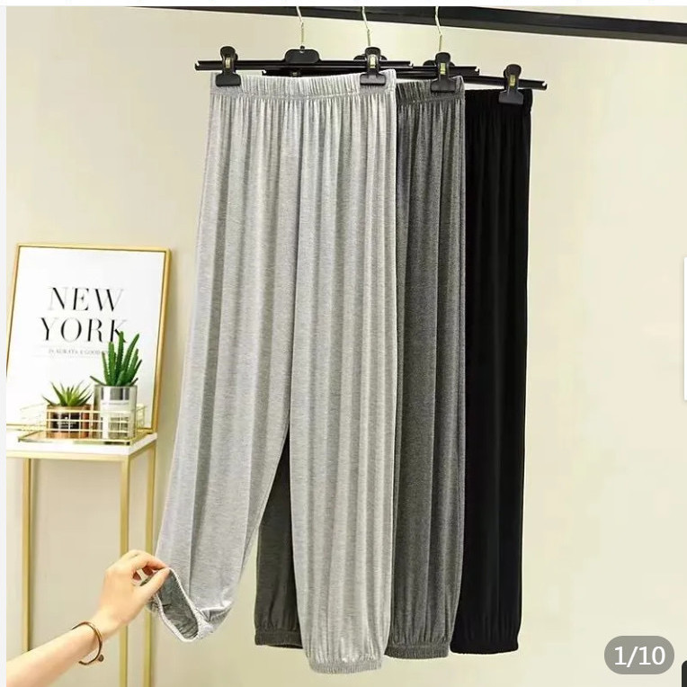 莫代尔家居裤防蚊裤男士夏季薄款睡裤束脚长裤大码练功宽松灯笼裤