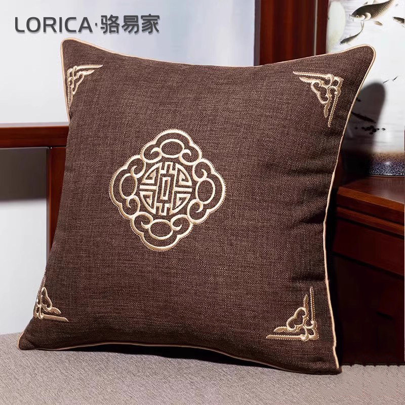 骆易家新中式客厅红木沙发抱枕套床头靠背垫腰枕枕头中国风大靠垫