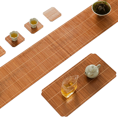 骆易家新中式桌旗禅意竹席