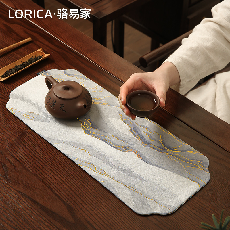 骆易家新中式茶席禅意专用茶桌垫布高端一人茶垫桌旗茶台茶杯垫