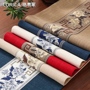 轻奢高端禅意茶桌垫布茶几桌布餐桌中间桌布条 骆易家桌旗茶席中式