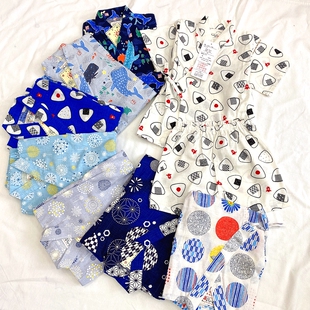 日本面料儿童男宝日式 全棉桑拿和服家居服睡衣拍照写真 汗蒸服短袖