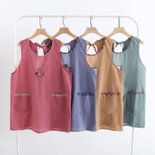 围裙女双口袋家务清洁防污 背心四季 包邮 外贸单多色圆领后系绳无袖