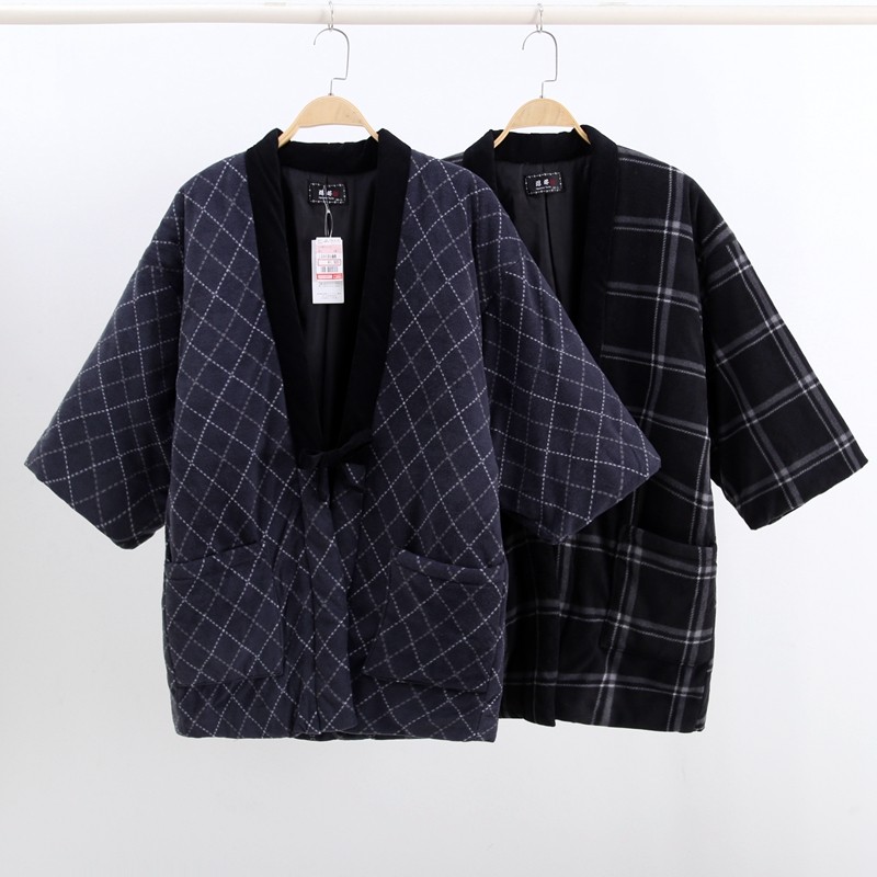 男女和风棉袄日式宽袖的棉和服加厚夹棉系带长款复古袢缠棉服外套