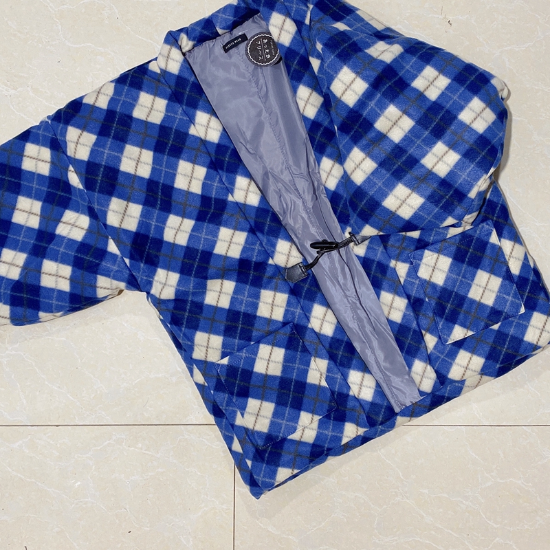 日系半缠棉袄格子和风夹棉保暖