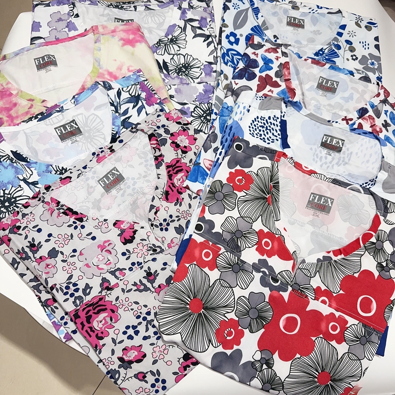 C外单新款干活时候穿女工作服护士服洗手衣医护制服短袖单上衣