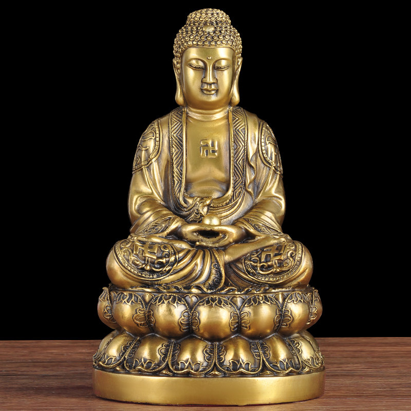 铜如来佛祖佛像摆件释迦牟尼佛坐莲居家供奉佛堂寺庙供佛工艺品