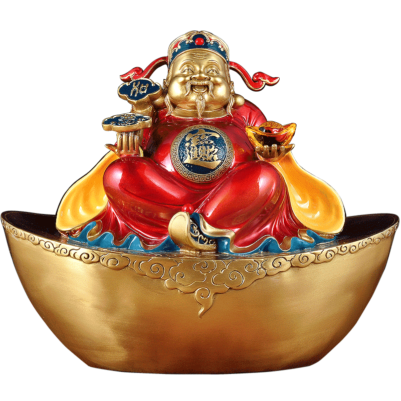 纯铜元宝财神爷佛像供奉开业礼品