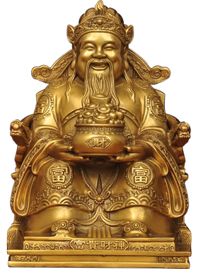 黄铜财神摆件聚宝盆风水家用店铺